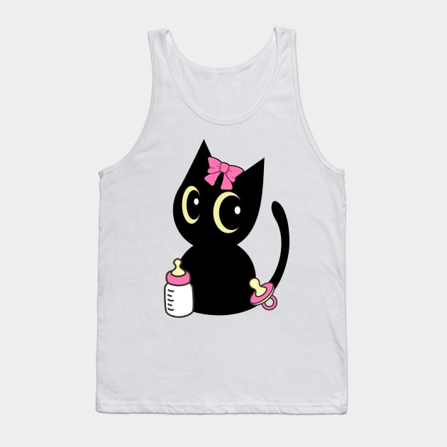 Cute black cat is a baby - girl Tank Top by Pet Station